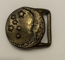 New Old Stock 1970s Moon and Stars Solid Brass Vintage Belt Buckle