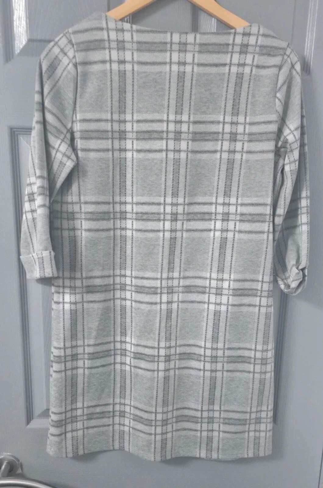Primark Grey Checked Tunic Dress Size 10