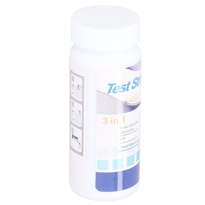 50 Counts 3 In 1 Spa Pool Water Test Strips Free Chlorine/Bromine PH Alkalinity