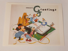 Walt Disney Mickey Mouse Alice in Wonderland Christmas Card Hyperion Postcard