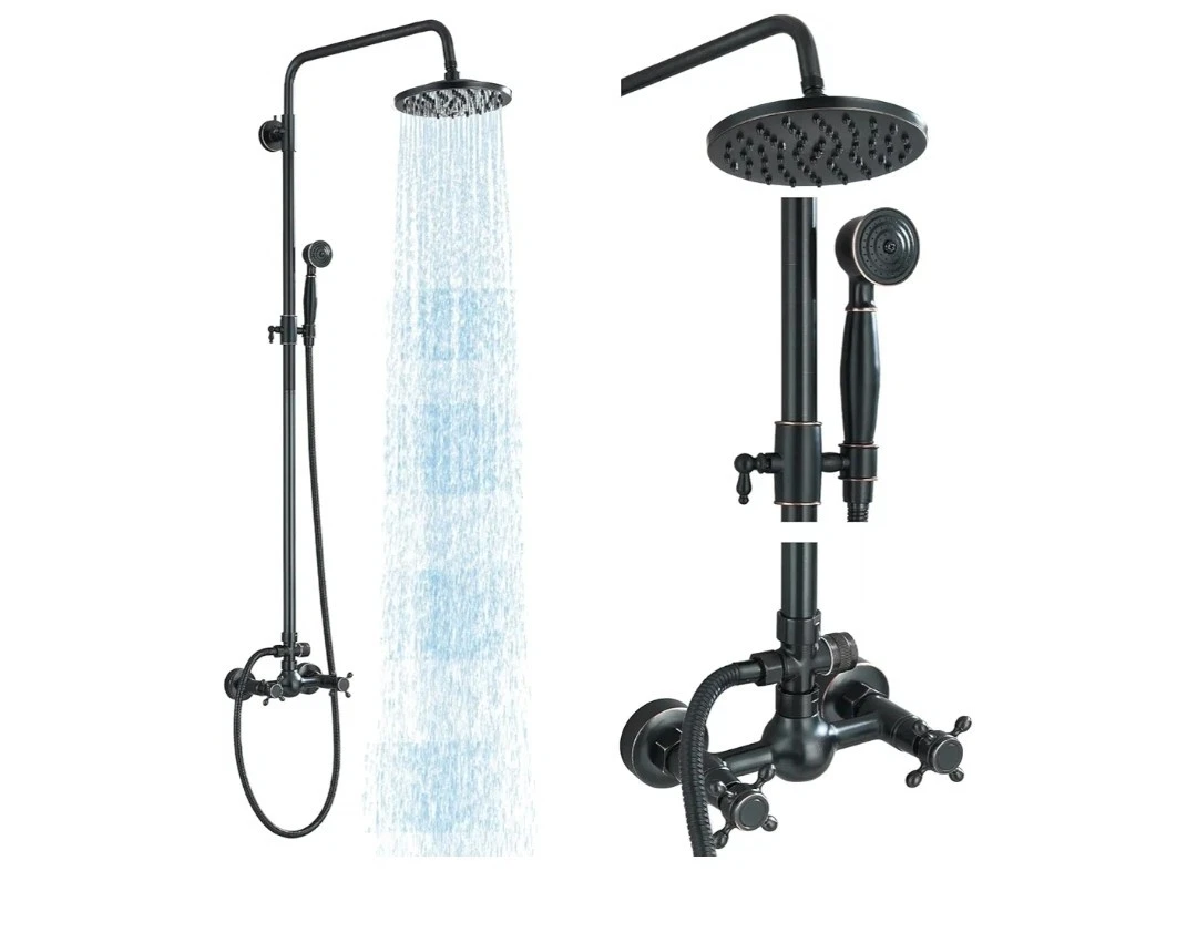 Rain Shower System Oil Rubbed Bronze Outdoor Shower Faucet Set with 8 Inch...