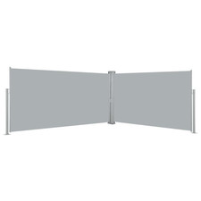 Tenda da Sole Laterale Retrattile Grigio 160x600 cm Tessuto Poliestere Acciaio Alluminio Esterno
