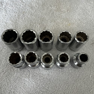 #ad 10 x Japanese Hilka Japan Socket Set 1 2quot; Square Drive 12 Point 10 to 19mm GBP 30.58