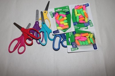 School Supply lot new erasers and pre-owned early grades scissors