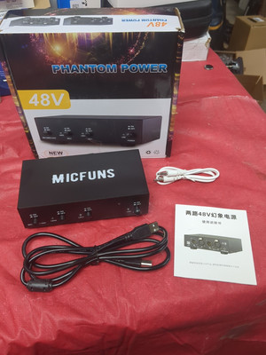 MC2 2 Channel 48V Phantom Power Supply with 3.5mm Audio Cable to Connect...