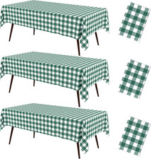 3 Packs Buffalo Disposable Table Cloth, 54 x 108 Inch Waterproof Plastic Tablecl
