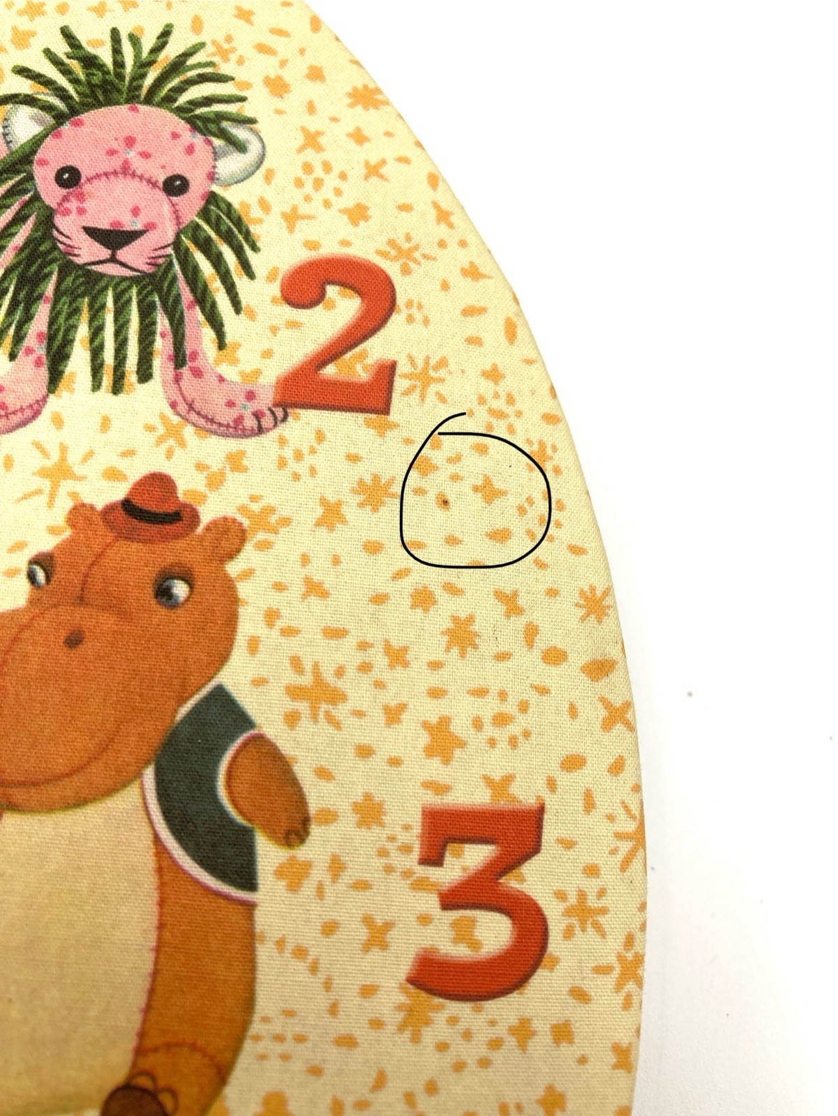 Dolce Mia Nursery Clock Circus Animals Fabric Handmade Vtg Berkeley CA 10” Works