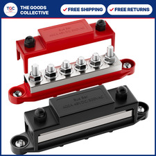 400A 12V Power Distribution Block Bus Bar, 6 Terminal Studs for Marine & Solar U