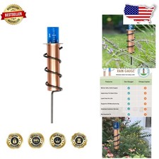 Accurate Copper Rain Gauge - Floating Tube, Steel Stake, USA Made, Shatterproof