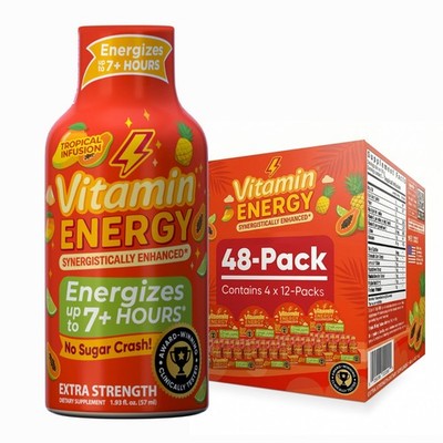(48 Pack) Vitamin Energy  Tropical Infusion Energy Shots, Clinically Proven