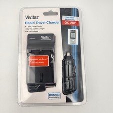 Vivitar Rapid Travel Charger QC-207 for Canon LP-E6 Battery AC DC Euro Adapter