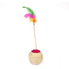 Sisal Rope Cat Teaser Toy Balls Pet Cat Scratching Balls Feather Toy Cat Supply