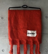 Jil Sander Moher Knit Chunky Scarf Fringed Warm Casual/Formal