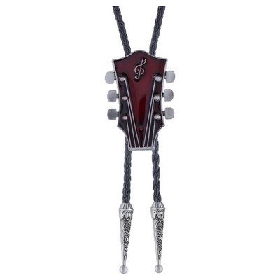 HUABOLA CALYN Native American Bolo Tie for Men, Guitar Western Red 