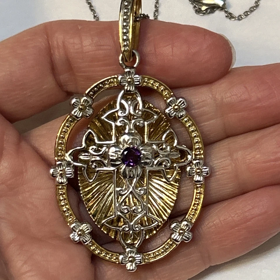 COLLAR COLGANTE GEMAS EN BOGUE MICHAEL VALITUTTI CRUZ AMATISTA ORACIÓN SS Foto 2 de 4