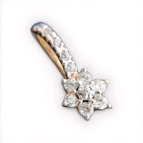 14K Gelbgold Diamonique DQ CZ Stern Blume Anhänger - Bild 1 von 6