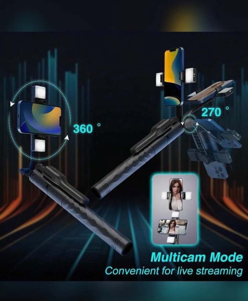 Face Tracking Tripod 360 Rotating iPhone Camera Stand Selfie Stick w/Remote - Image 4 of 4