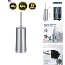 Toilet Brush and Holder Stainless Steel Bathroom Toilet Brush Ergonimic Durable