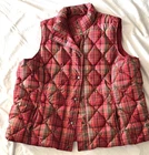 LANDS' END Women's Red Plaid Quilted Vest Snap Closure 2X