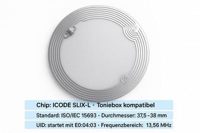 25x ICODE SLIX-L RFID TAG, Toniebox kompatibel, Soundcoins Klebesticker NFC Chip