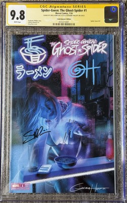 SPIDER-GWEN GHOST SPIDER #1 CGC 9.8 TRADE GREG HORN & STEPHANIE PHILLIPS SIGN
