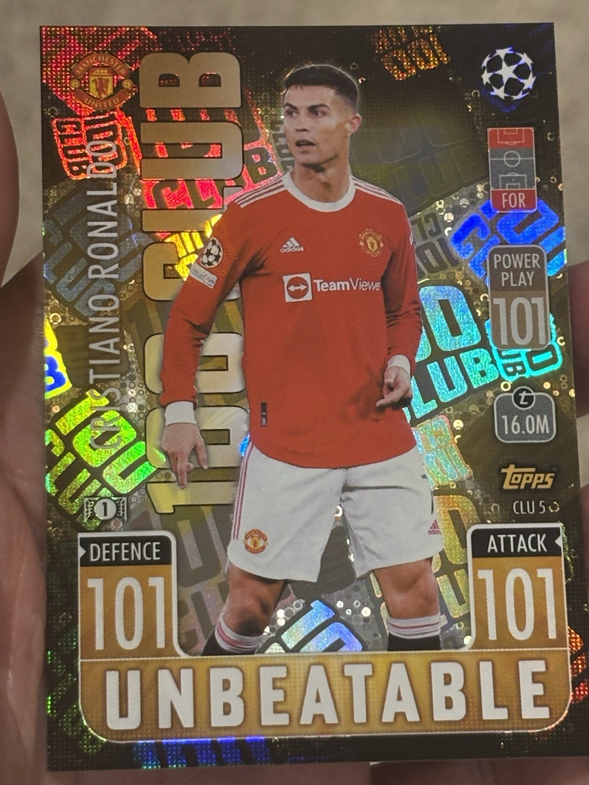 Cristiano Ronaldo Topps 2021-22 Match Attax UCC Extra Unbeatable CLU 5 Holo 🔥 view 2