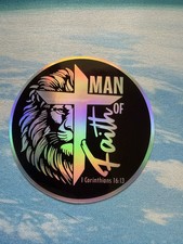 Christian Jesus Cross Holographic Sticker Religious Faith BibleVerse Vinyl Decal