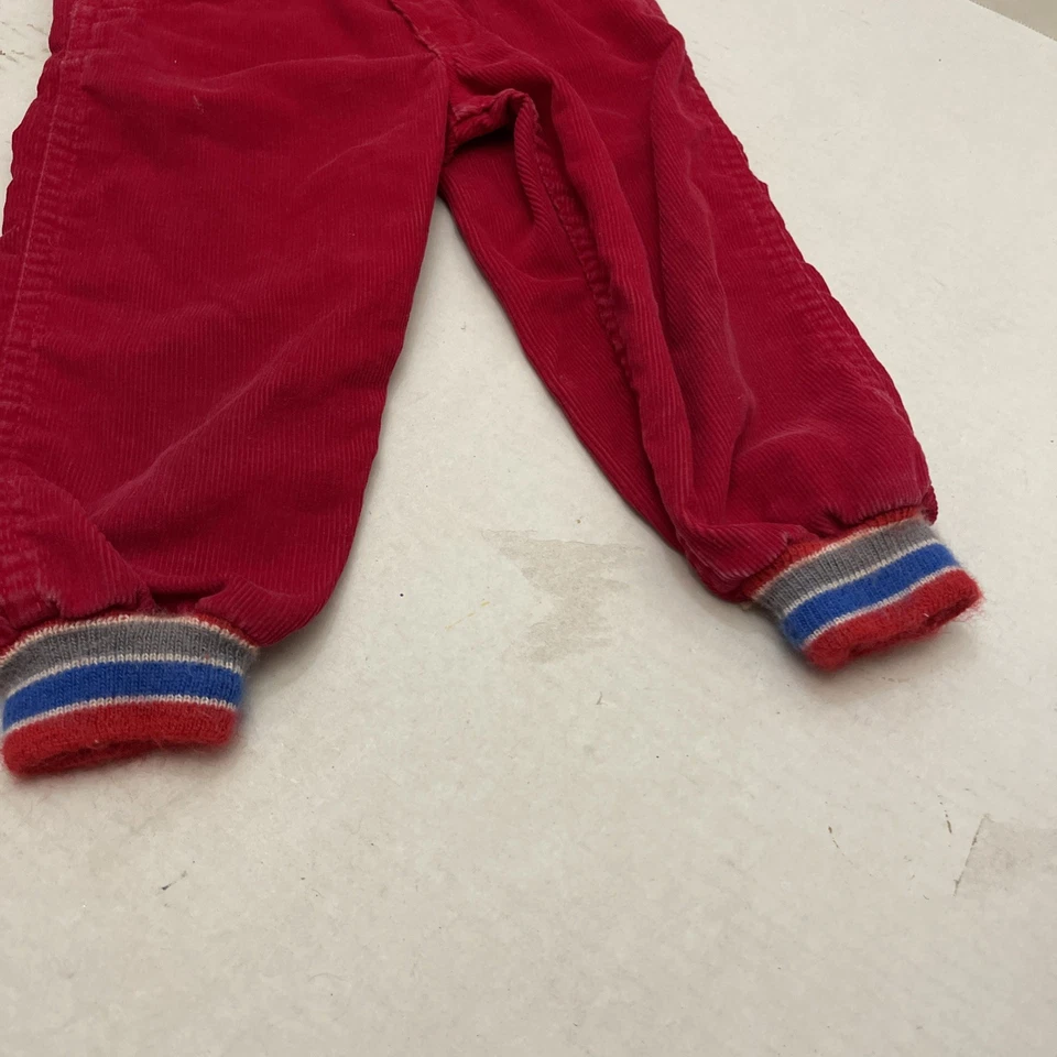 Vintage OshKosh B'Gosh Red Corduroy Vestbak Overalls Union Made USA 70s 80s 3T - Image 4 of 4
