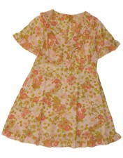 Vintage Womens See Through A-Line Dress UK 16 Large Multicoloured Floral AV17