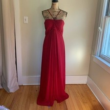 Bill Levkoff maron floor length gown dress 12   