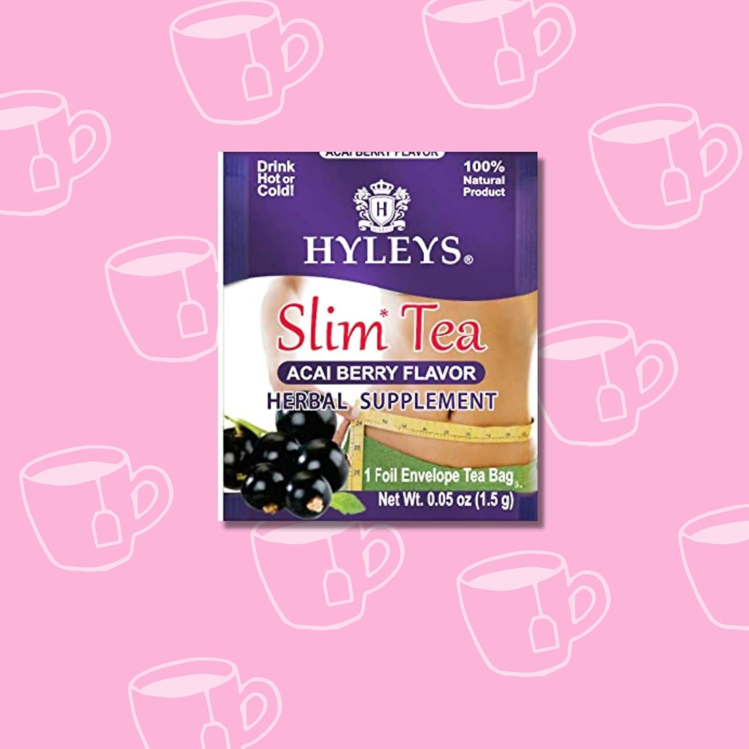 Hyleys Slim Tea Acai Berry Weight Loss Herbal Supplement Cleanse & Detox 25ct