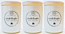 3 DW Home VANILLA PUMPKIN Small Mini Scented Candle, Burns up to 20 hrs, 3.8 oz