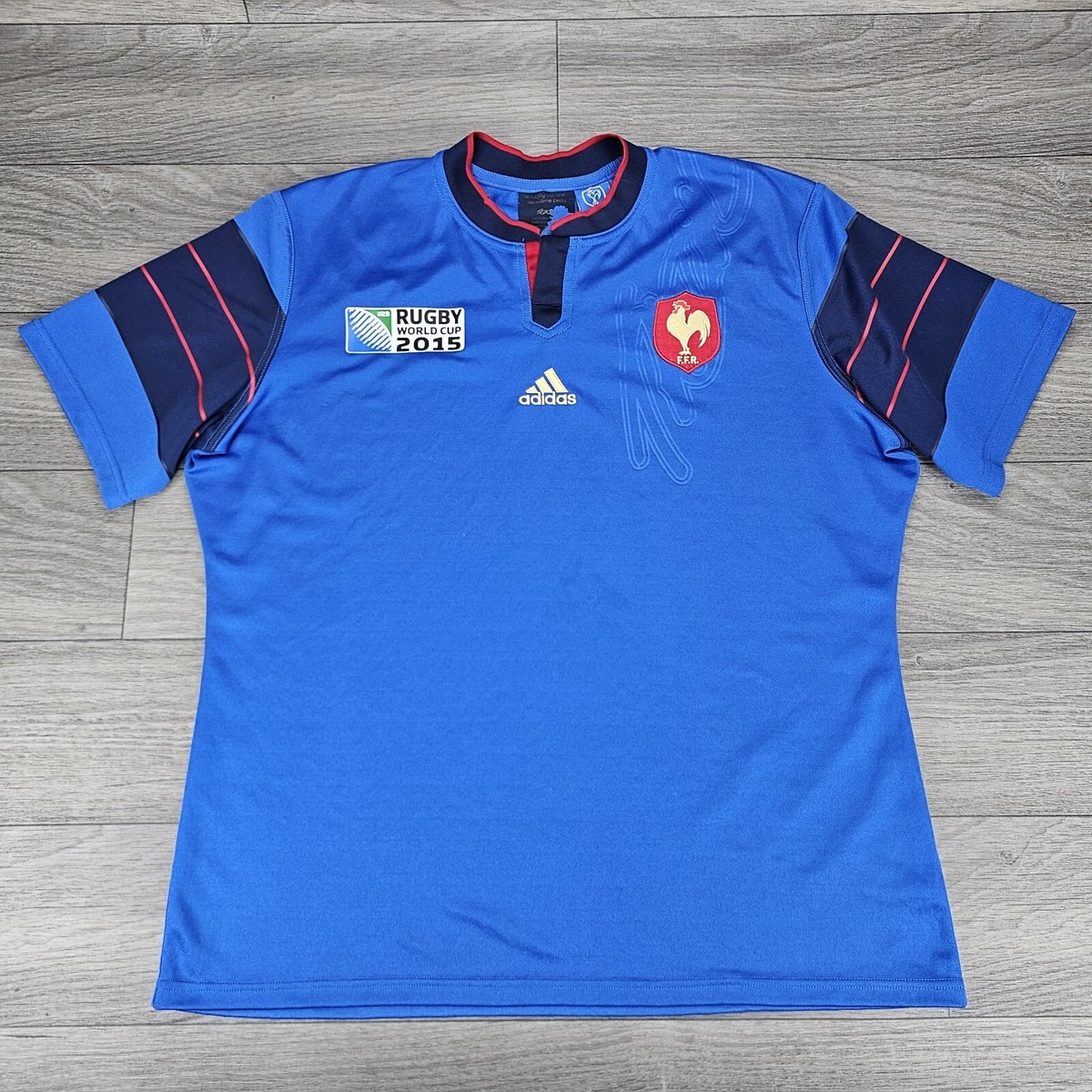 Adidas France FFR Rugby 2015 World Cup Home Jersey Shirt Size 2XL