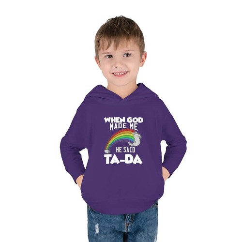Pullover Fleece Toddler Hoodie "Ta-Da" white graphic - Picture 21 of 44