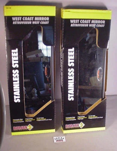 2 Universal Truck Side Mirrors West Coast Stainless Steel Pair MIB New in box
