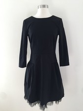 New J.Crew Long Sleeve Sheath Dress With Tulle Hem Black Size 2 $198 H2851