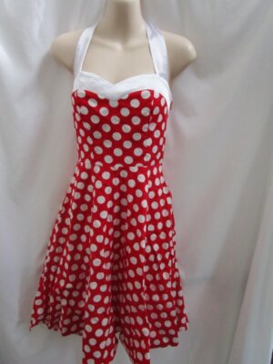 Red White Polka Dot Halter Dress Small NWOT - Rockabilly 50s Retro Pinup  Style | eBay