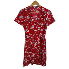 J Crew Floral Wrap Dress Sz 0 Red Summer Lightweight Office Casual Bloomcore