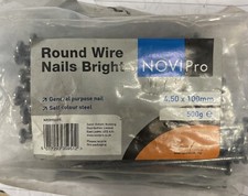 Round Wire Nails Bright  4.5mm x 100mm, 500g pack. Novipro