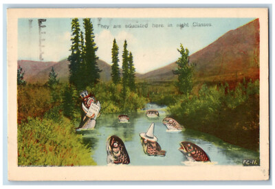 Fort Frances Ontario Canada Postcard Big Fishes Fish Tales Book 1946 Vintage