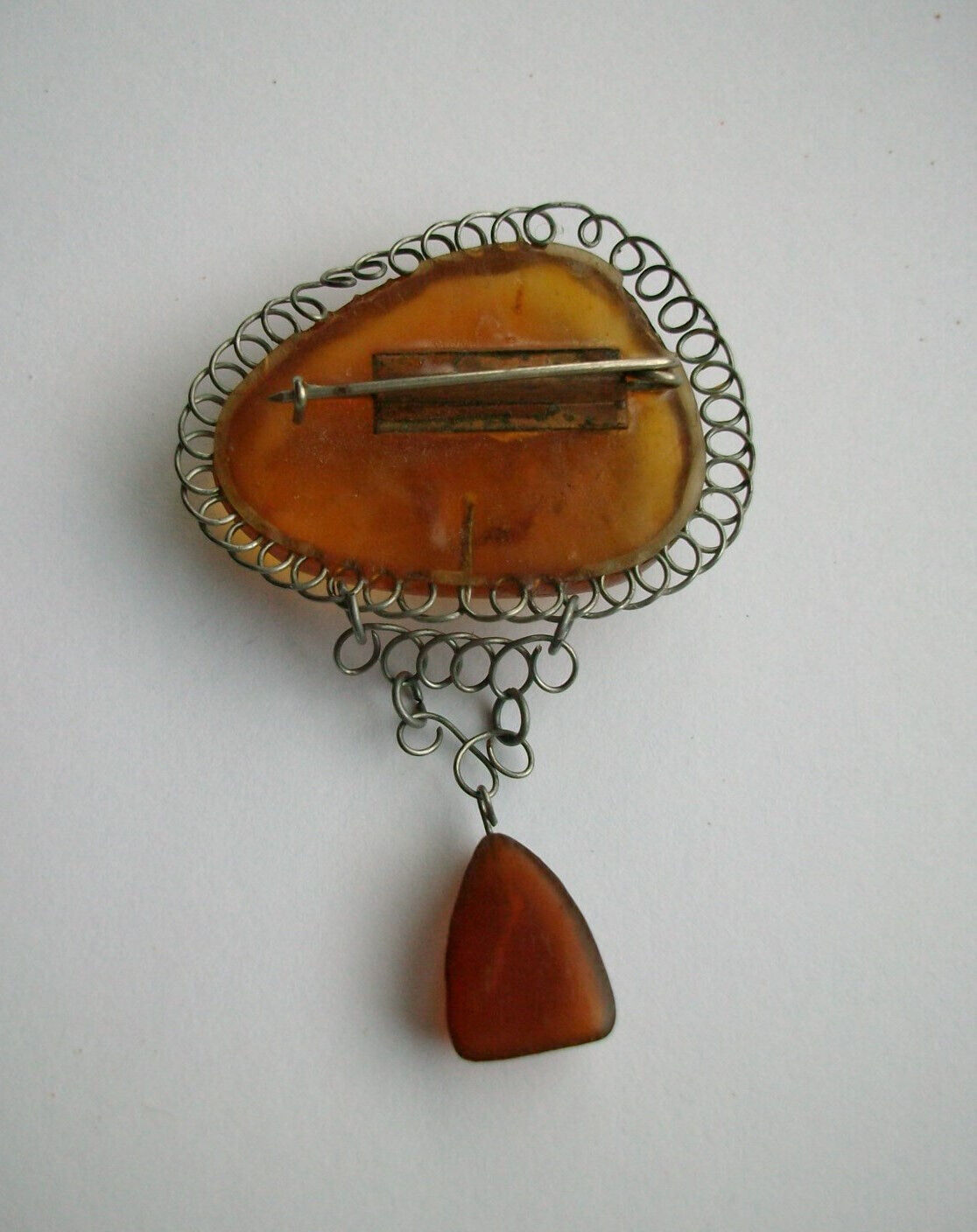 Vintage LATVIA Baltic sea Amber brooch #4 1940s - image 2