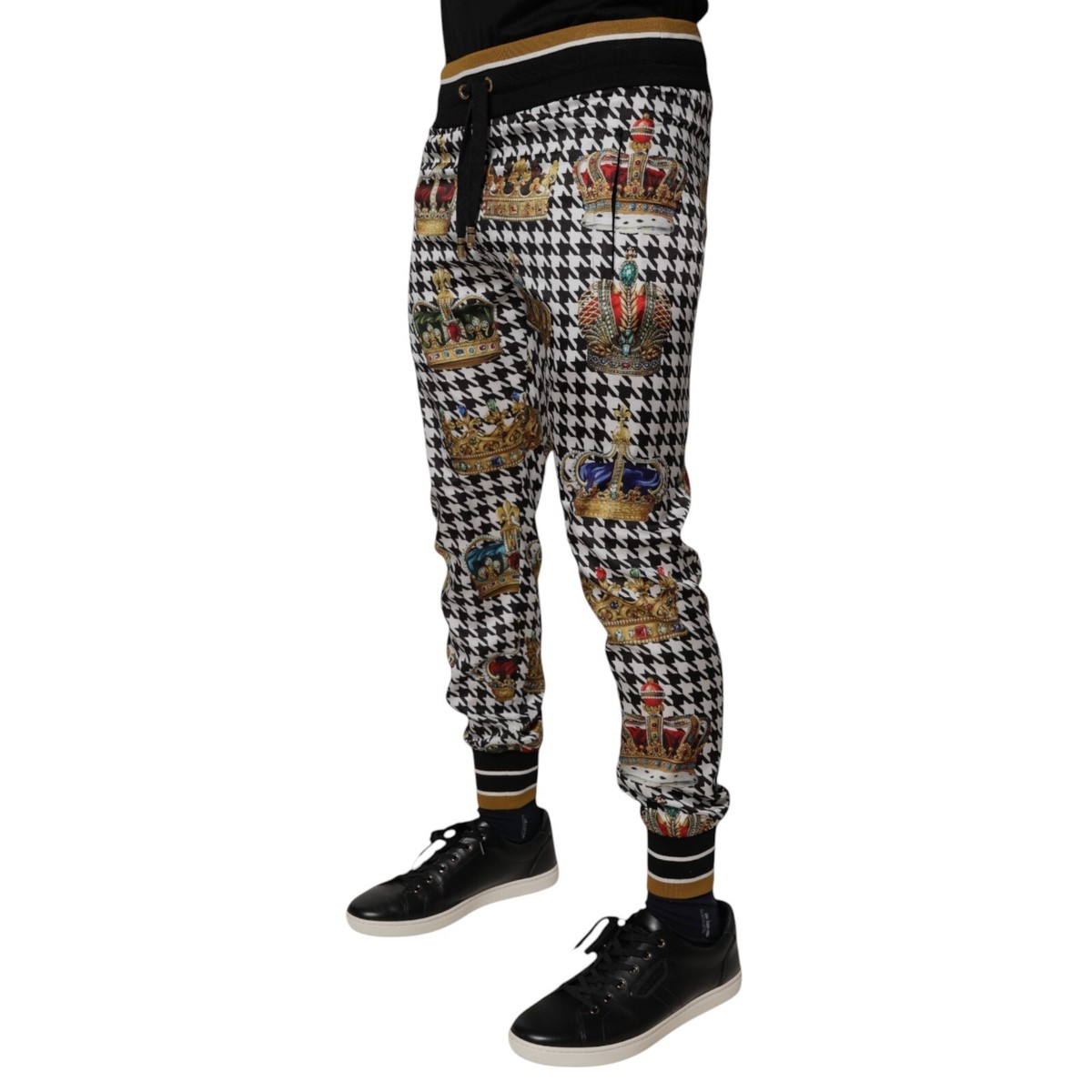 DOLCE & GABBANA Pants Multicolor Houndstooth Crown Men Sweatpants