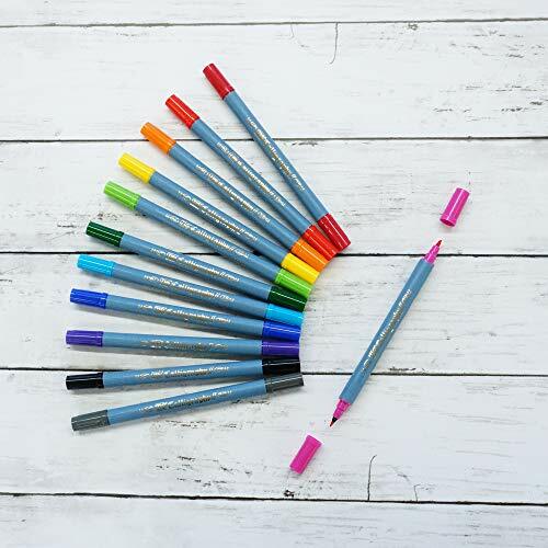 Kuretake ZIG Calligraphy Pens, 12 Colors set, 2mm. 3.5mm Dual Tip Markers,