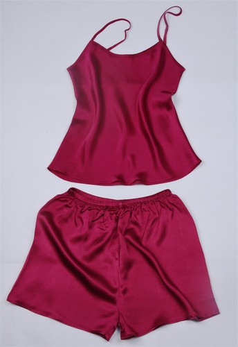 100% Mulberry Silk Women's Camisole Shorts Pajama Set Sling Sleepwear M L Xl 2xl - Bild 18 von 39