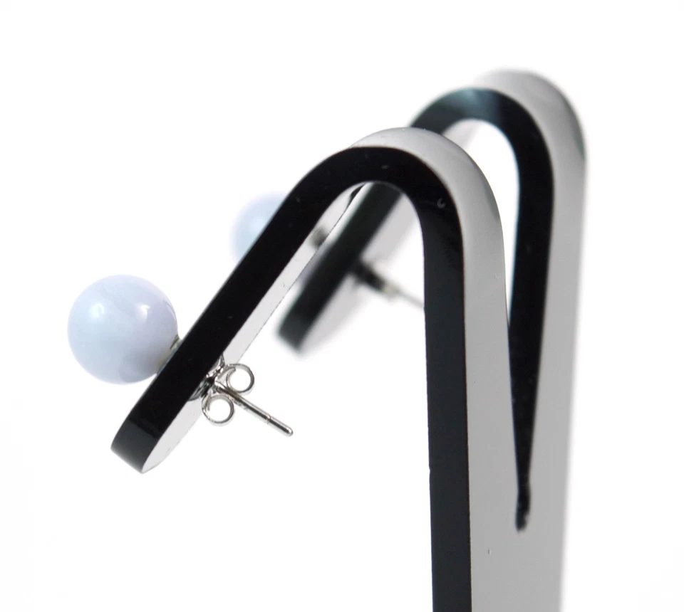 Orecchini a lobo in Calcedonio (Ø 8 mm circa) e Argento 925. Made in Italy - Immagine 3 di 3