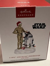 Hallmark Christmas Ornament 2024 Star Wars C-3PO & R2-D2 Peekbuster Holiday Hats