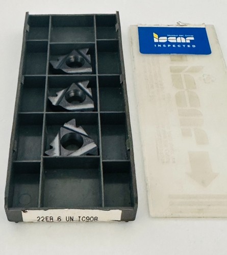 ISCAR Inserti filettati in carburo 22ER 6 UN IC908 ORIGINALI NUOVI 3 pz. - Foto 1 di 4