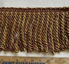 Vintage Rust Red & Gold 6" Bullion Tassel Fringe -by the yard-