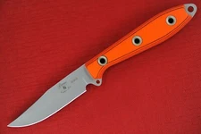 Busse Custom Short 3.5" Doublecut Hollow Ground Bowie Blade Black/Orange G10