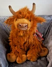 GIANT 30" CUDDLY PLUSH TOY DONALD THE HIGHLAND COW COO WITH TARTAN BOW & BOOKLET
